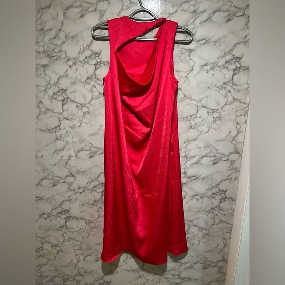 Baum Und Pferdgarten Pink Satin
Crinkle Sleeveless Draped Back Amami
Midi Dress - Picture 10 of 11